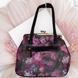 Lulu by Guinness Fashion Floral Purple/Black Designer Handbag Purse